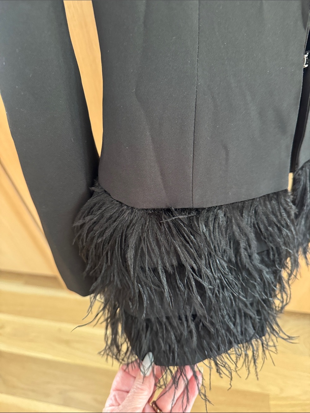 Lucy Paris Black Feather-Hem Tailored Blazer - Picture 3 of 5